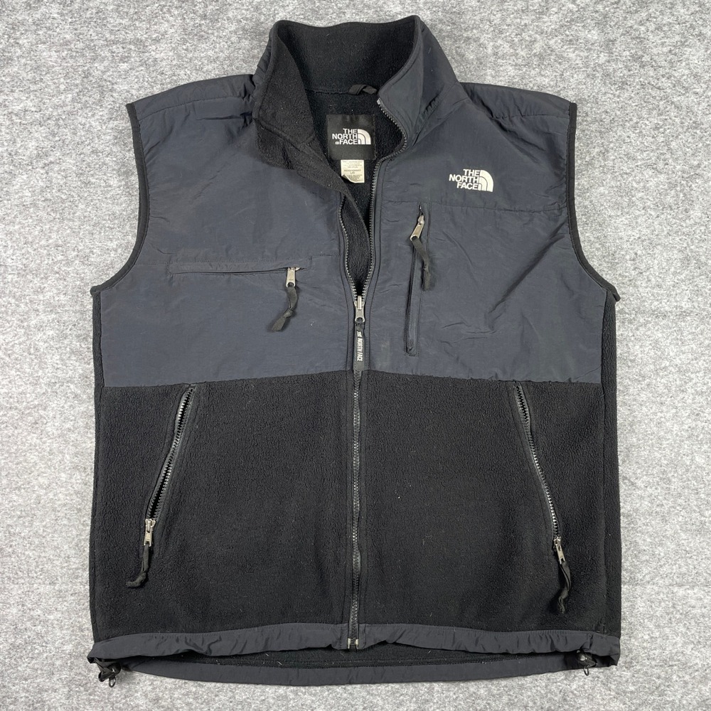 The North Face Denali Vest Mens L Black Fleece Full Zip Sleeveless Jacket 13011